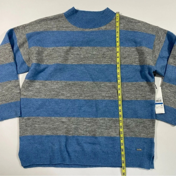 New Calvin Klein Womens Sweater Stripe Blue Grey Size XL - Picture 4 of 6